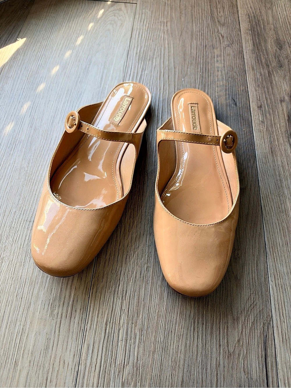 Larroude Patent Leather Mary Jane Mules